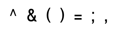 이미지 설명: ^ & ( ) = ; ,